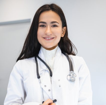 Smiling female doctor with stethoscope