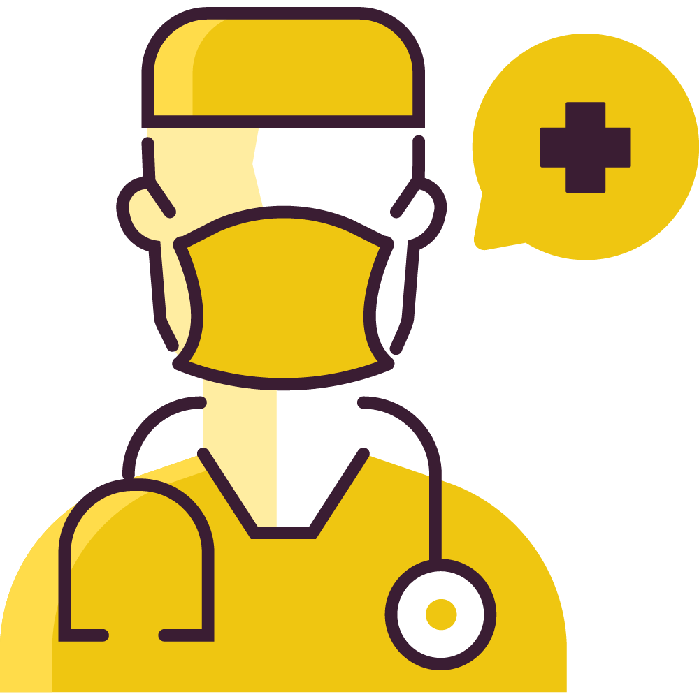 Masked medical professional with stethoscope
