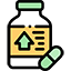 Medicine bottle with upward arrow label